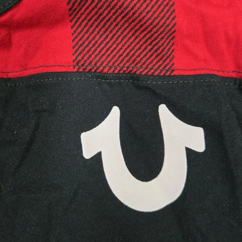 NWT True Religion Men's 3XL Football Crew Neck Tee Black & Red 101019 MSRP $79